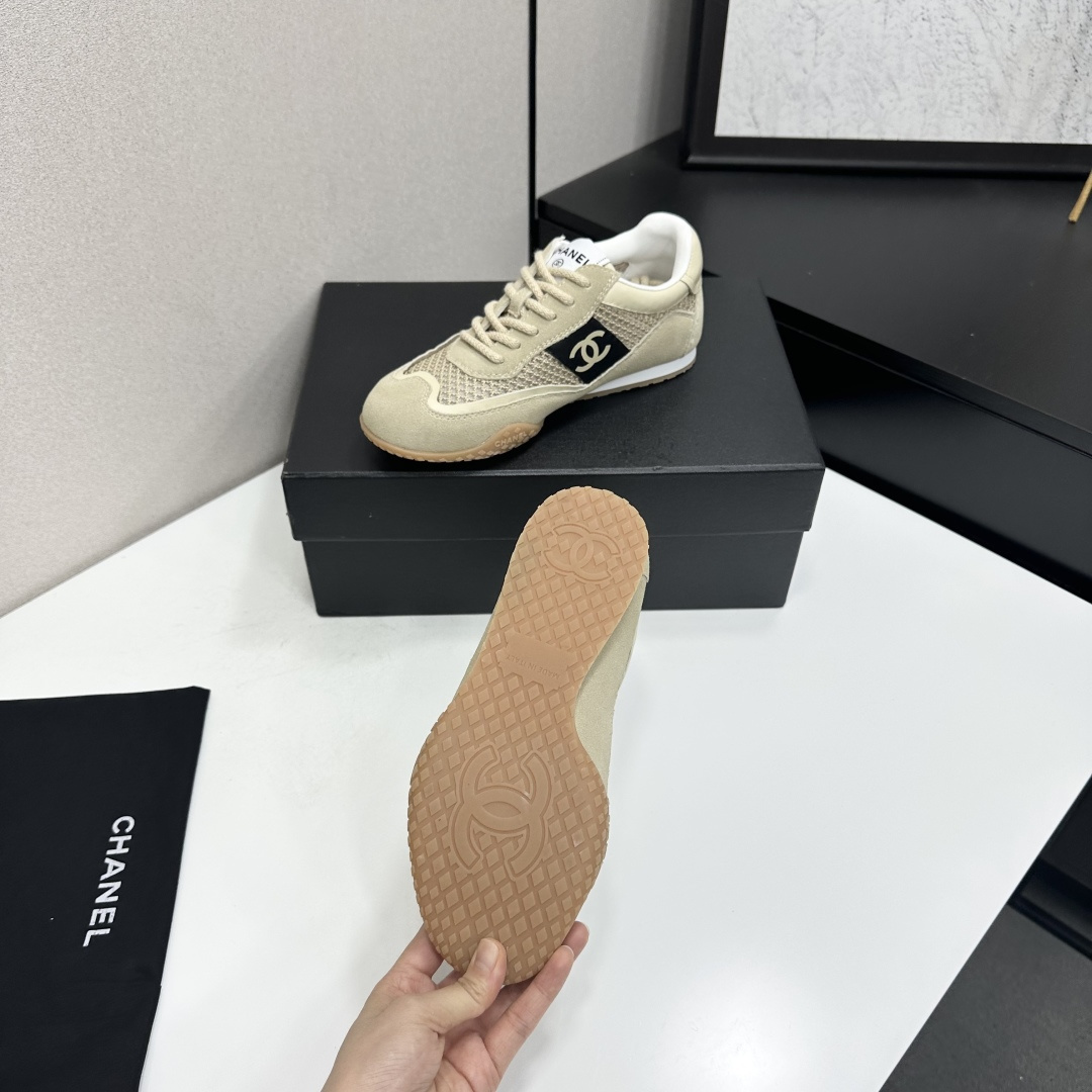Women Khaki Mesh Suede Patchwork Sneakers Wear Resistant Gum Sole Retro Low Top Casual Walking Trainers