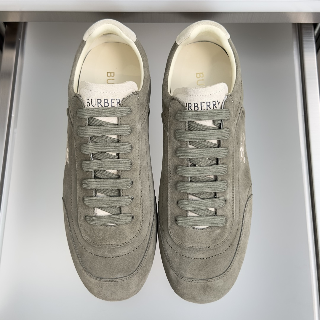 Men Gray Suede Retro German Trainers Embroidery Logo Low Top Lace Up Casual Sneakers Non Slip Gum Rubber Sole Daily Walking Shoes