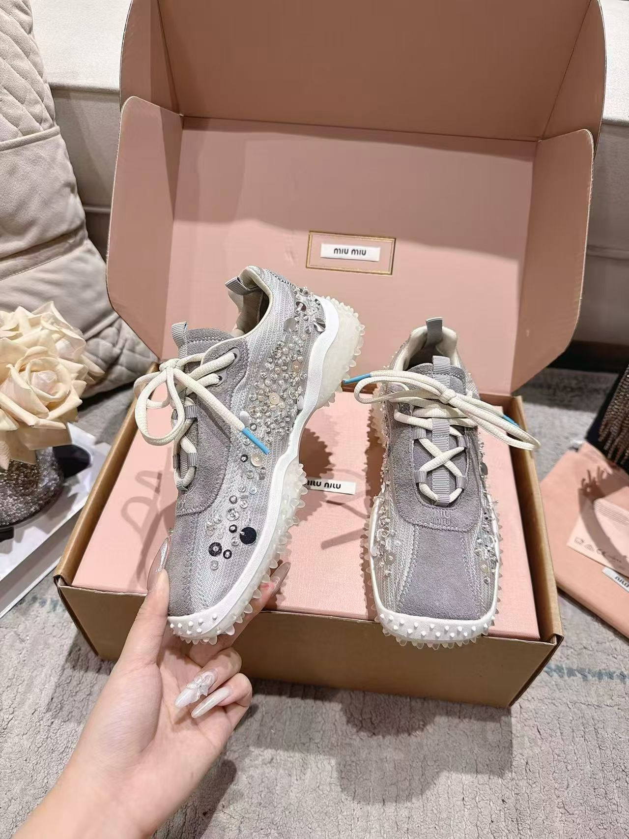Gray Rhinestone Fringe Casual Sneakers Women Vintage Raw Edge Canvas Shoes Non-Slip Thick Sole Lightweight Walking Shoes