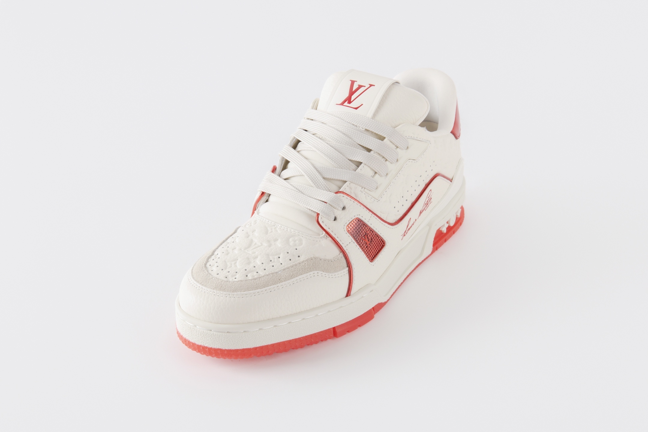 White Red Stitching Leather Low Top Sneakers Unisex Fashion Skate Casual Shoes