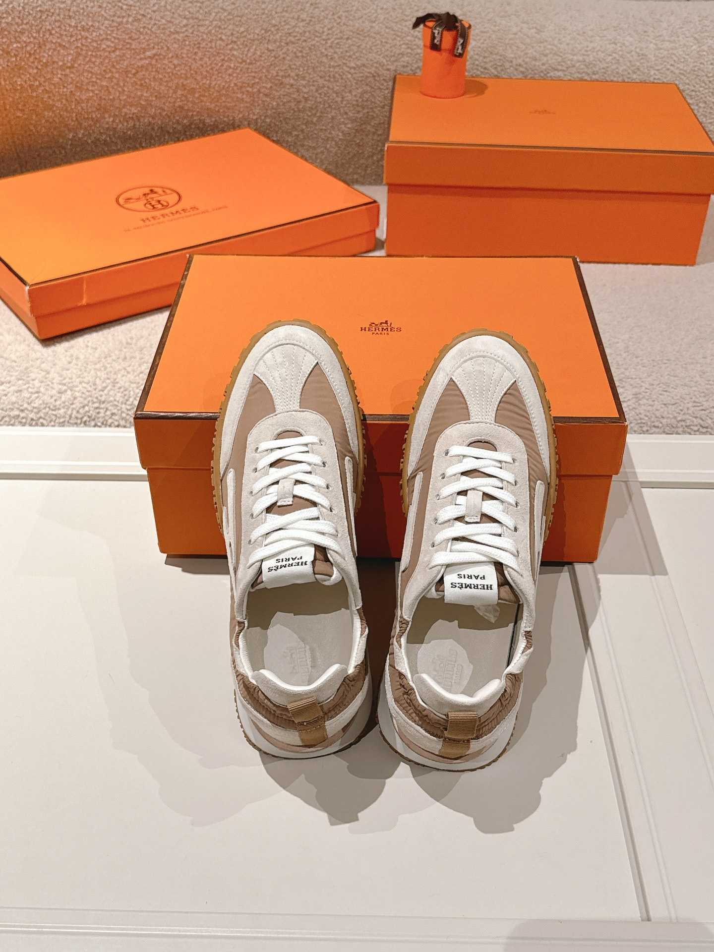 Women Retro Brown Patchwork Sneakers Suede Stitching Non Slip Gum Sole Casual Walking Trainers