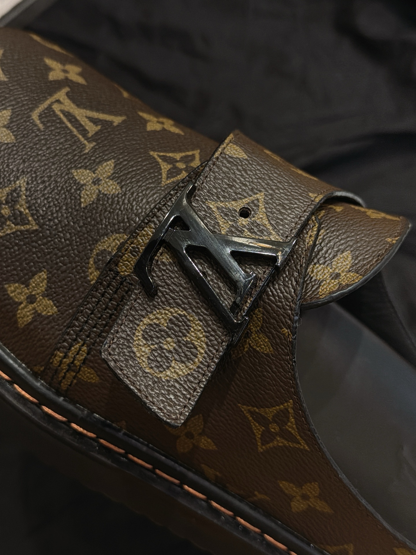 Classic Brown Monogram Print Backless Mule Loafers Slip On Casual Half Slippers Non Slip Thick Sole Walking Shoes Unisex