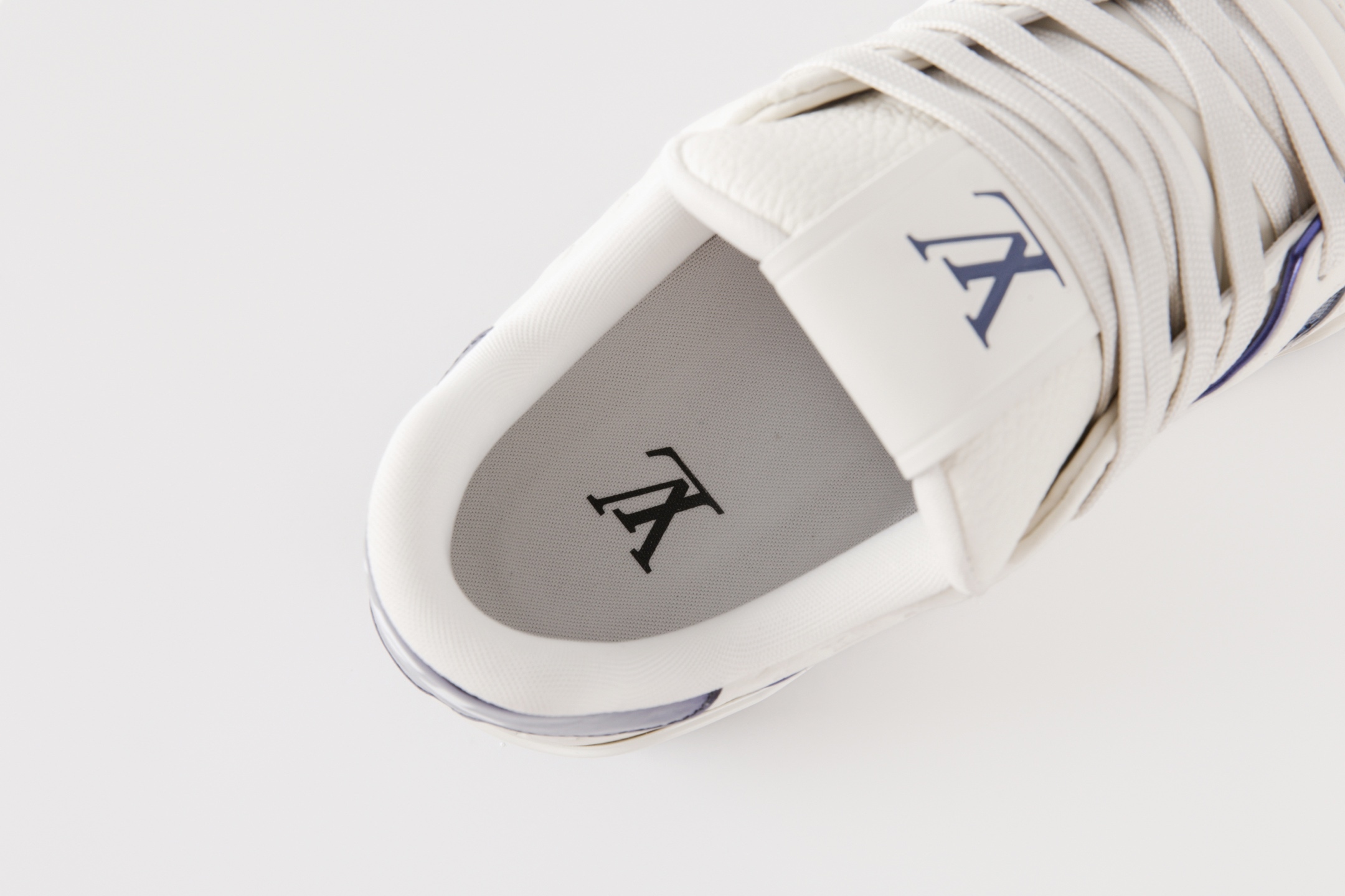 White Blue Line Leather Low-top Skate Shoes Unisex Fashion Casual Sneakers