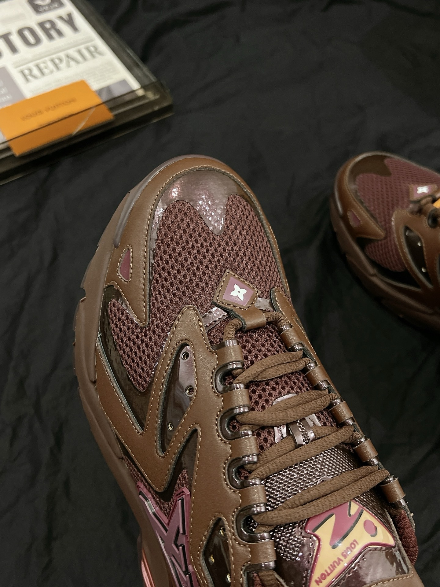 Brown Pink Color Block Chunky Platform Dad Shoes Men Breathable Mesh Outdoor Non-Slip Fashion Retro Casual Sneakers