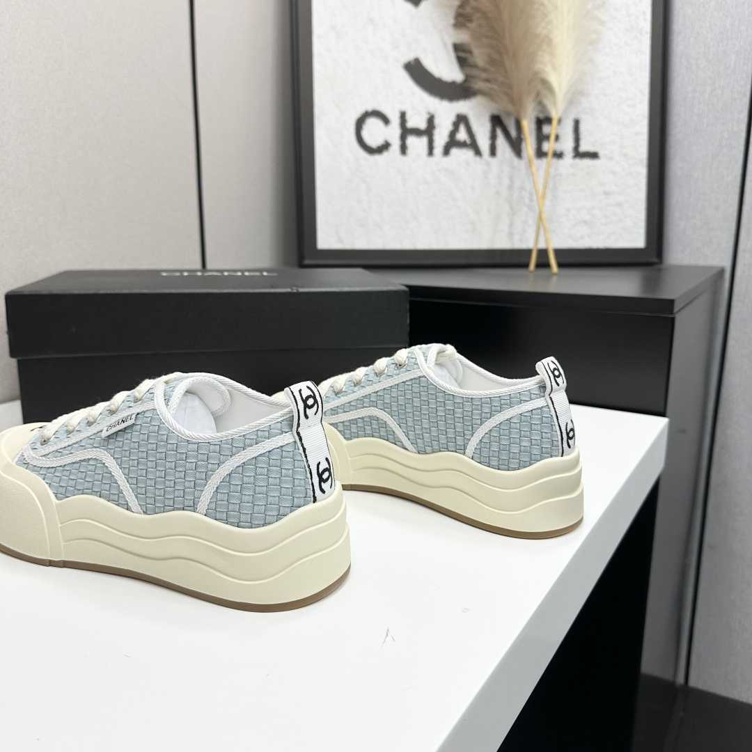 Women Light Blue Jacquard Wave Platform Canvas Shoes Height Increasing Non Slip Casual Skate Sneakers
