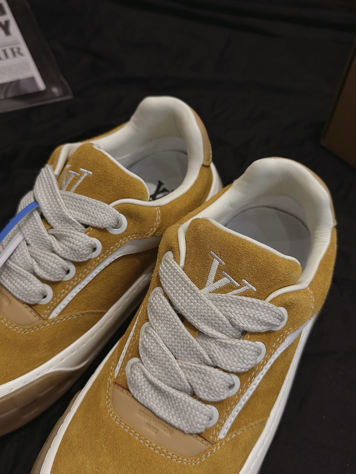 Yellow Suede Stitching Casual Skate Shoes Thick Platform Non Slip Sneakers Fashion Lace Up Walking Shoes Unisex
