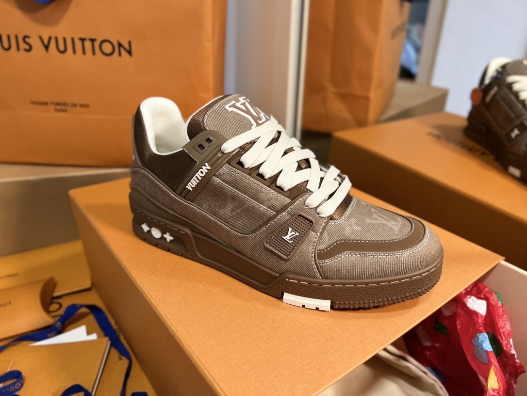 Men Retro Brown Jacquard Low Top Skate Shoes Thick White Laces Fashion Casual Walking Sneakers Daily Street Versatile Footwear