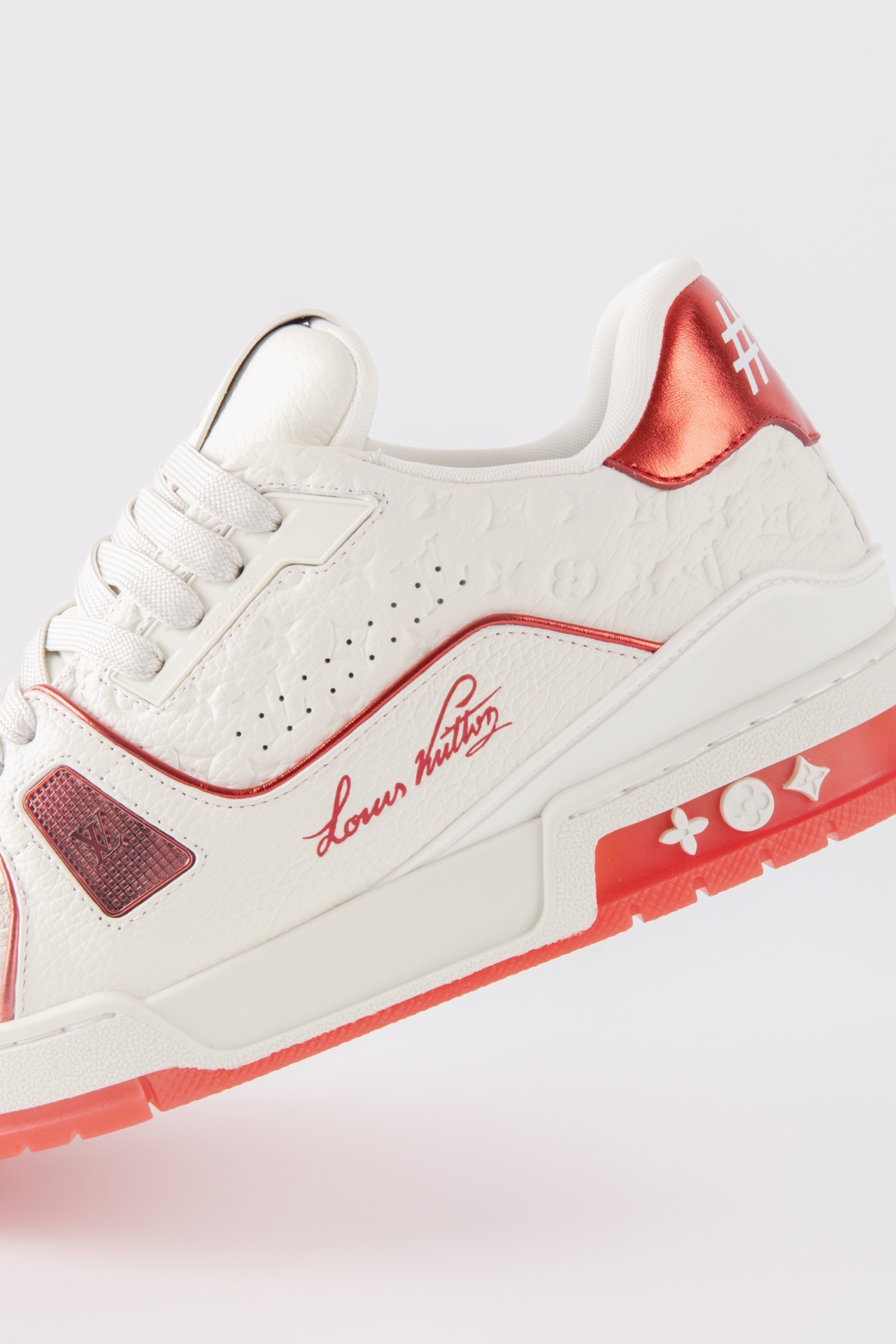 White Red Stitching Leather Low Top Sneakers Unisex Fashion Skate Casual Shoes