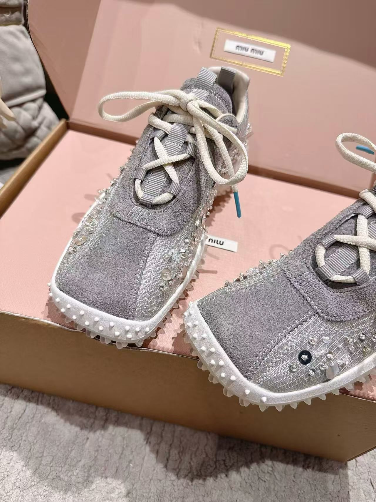 Gray Rhinestone Fringe Casual Sneakers Women Vintage Raw Edge Canvas Shoes Non-Slip Thick Sole Lightweight Walking Shoes