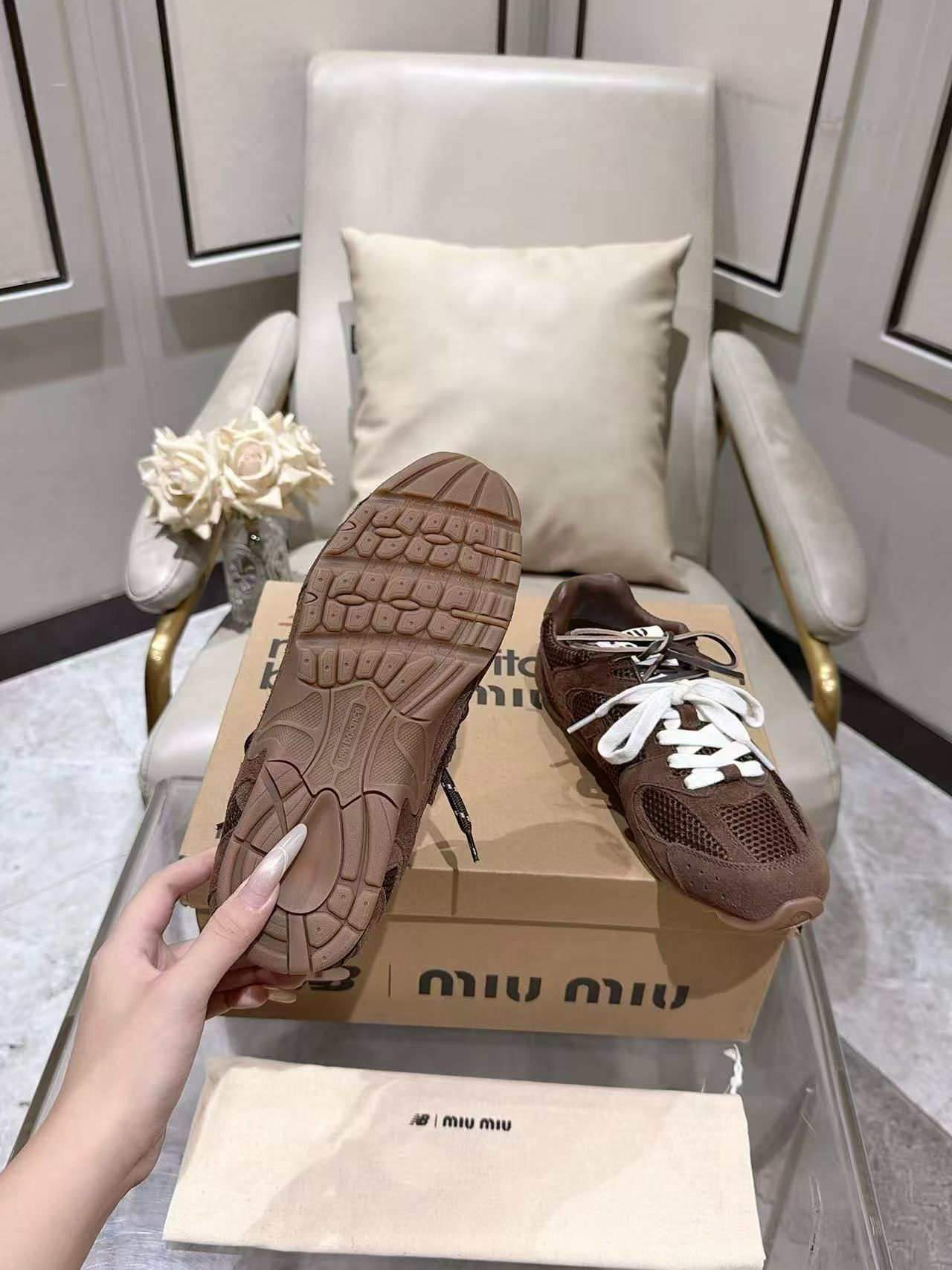 Coffee Brown Suede Mesh Retro Sneakers Women Double Lace Up Casual Walking Shoes Non Slip Rubber Sole Vintage Trainers