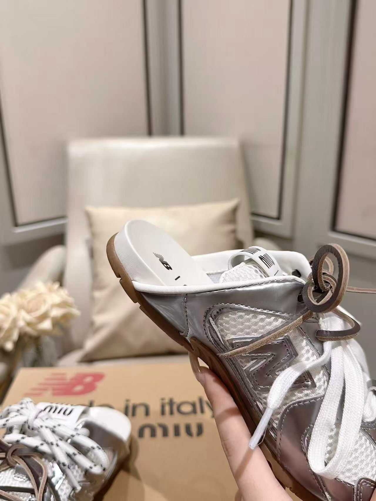 Silver Metallic Suede Mesh Retro Women Sneakers Dual Shoelace Design Non Slip Casual Walking Trainers