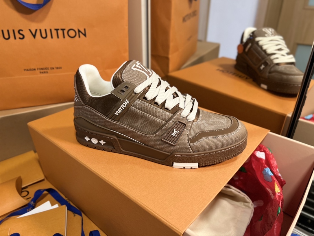 Men Retro Brown Jacquard Low Top Skate Shoes Thick White Laces Fashion Casual Walking Sneakers Daily Street Versatile Footwear