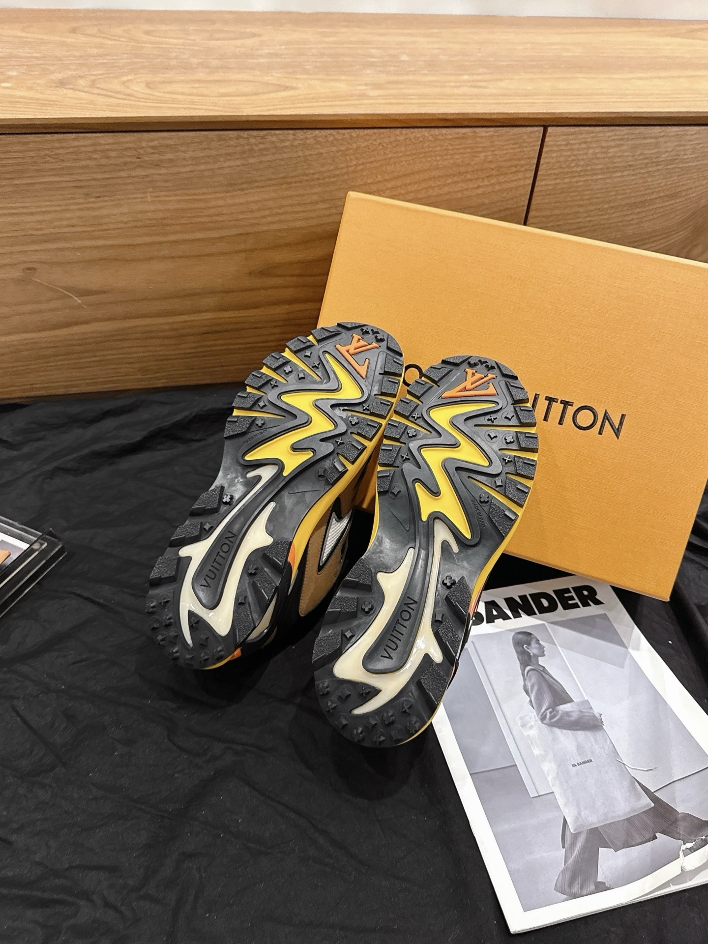 Brown Yellow Color Block Thick Sole Chunky Sneakers Men Fashion Patchwork Breathable Mesh Casual Walking Sports Dad Shoes