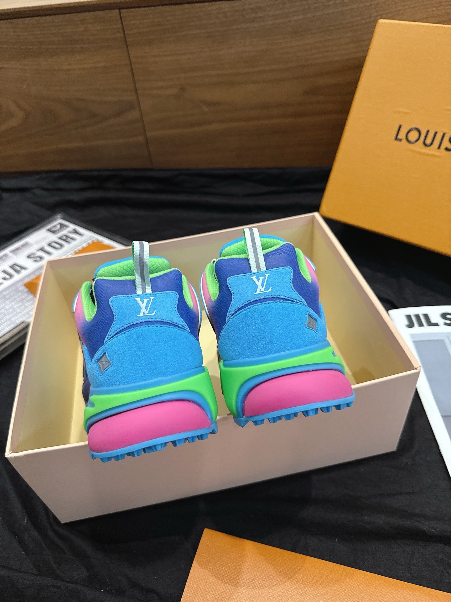 Gradient Blue Pink Green Colorblock Chunky Sneakers Men Breathable Mesh Platform Casual Dad Shoes Fashion Outdoor Sports Trainers