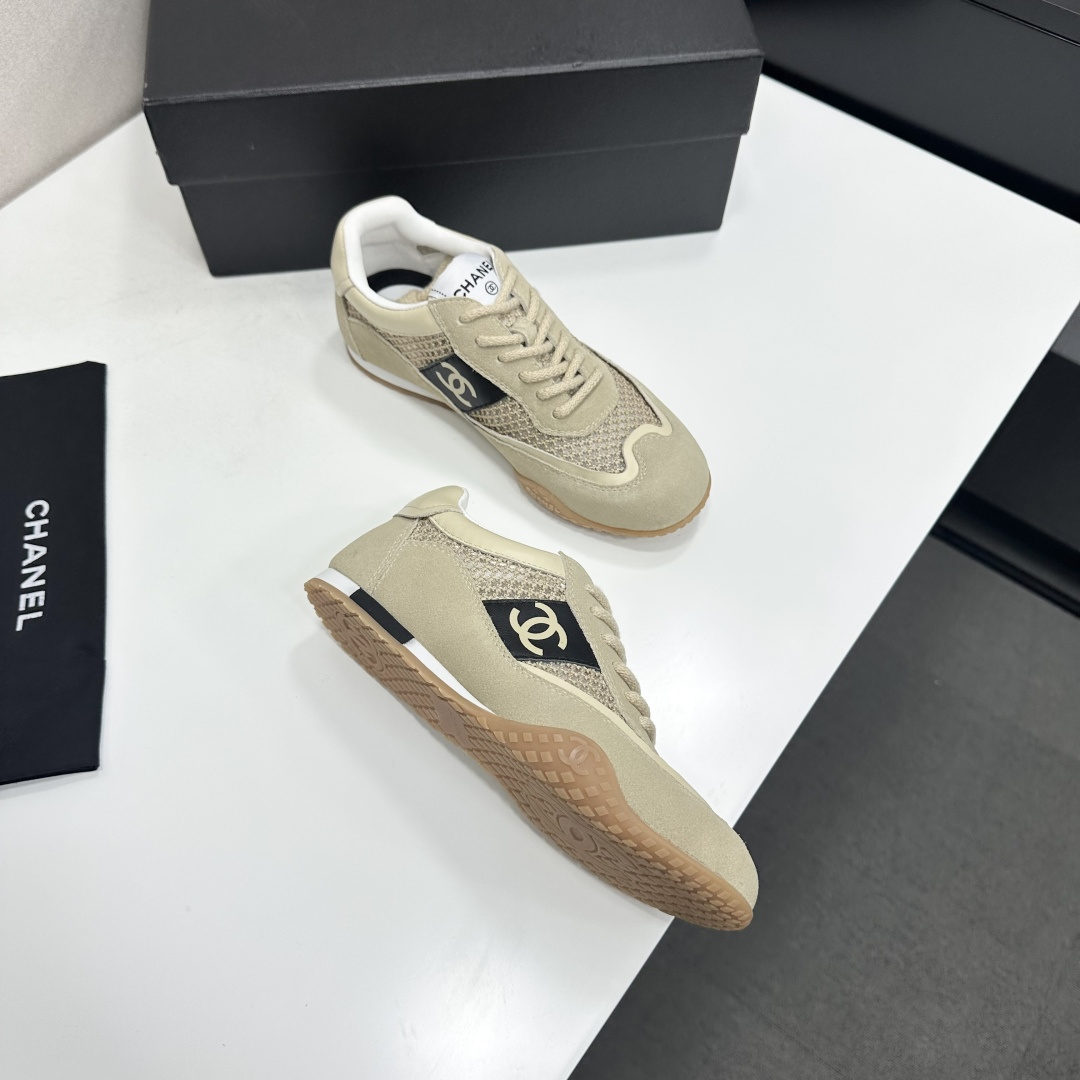 Women Khaki Mesh Suede Patchwork Sneakers Wear Resistant Gum Sole Retro Low Top Casual Walking Trainers