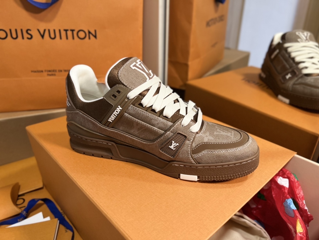 Men Retro Brown Jacquard Low Top Skate Shoes Thick White Laces Fashion Casual Walking Sneakers Daily Street Versatile Footwear