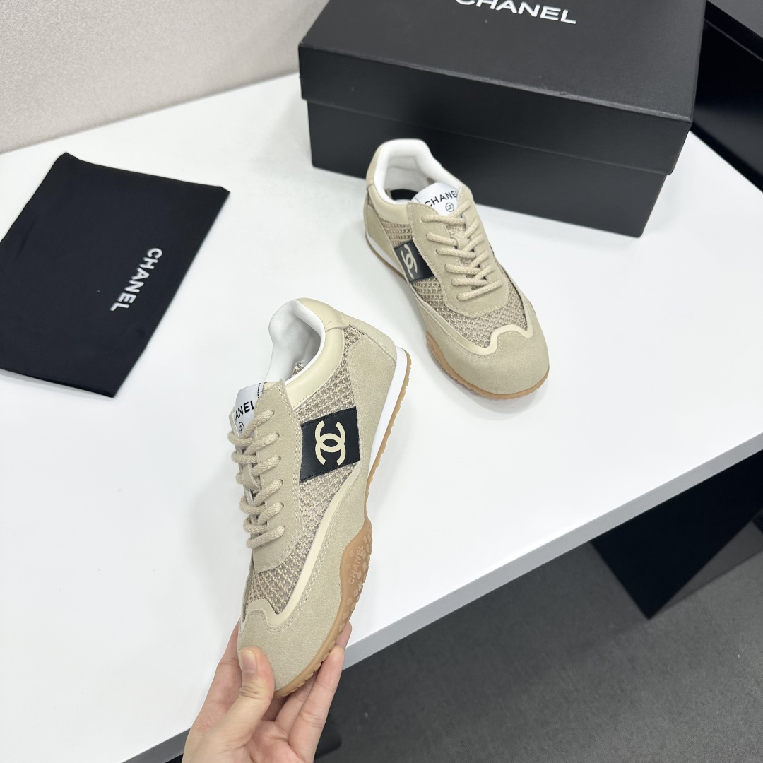 Women Khaki Mesh Suede Patchwork Sneakers Wear Resistant Gum Sole Retro Low Top Casual Walking Trainers