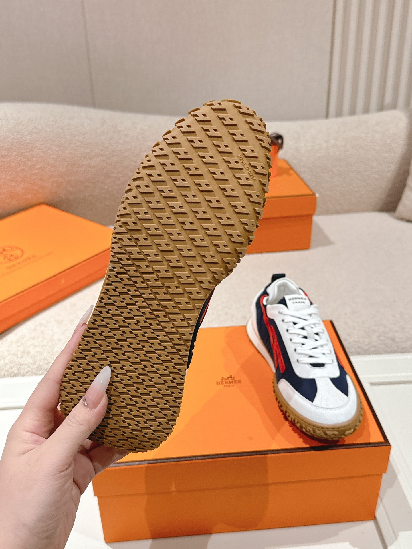 Women Navy Red Color Block Retro Sneakers Stripe Decor Non Slip Gum Rubber Sole Casual Walking Trainers