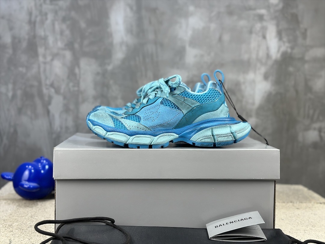 Gradient Cyan Mesh Chunky Dad Sneakers Breathable Mesh Spliced Suede Lace Up Thick Cushion Sole Anti Slip Wear Resistant Outdoor Walking Sports Casual Shoes