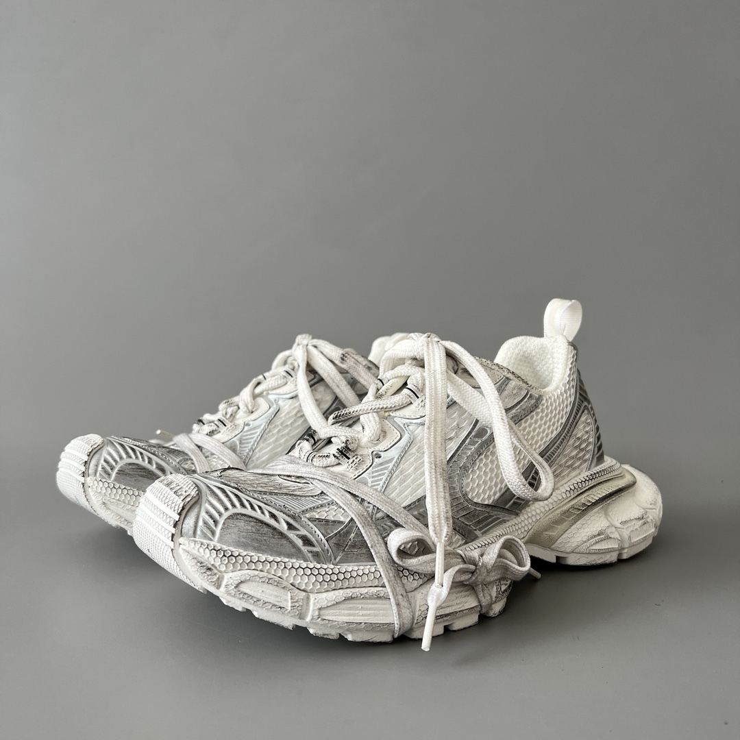 White Silver Vintage Washed Chunky Sneakers Breathable Mesh Double Shoelace Thick Cushion Platform Dad Shoes Anti Slip Wear Resistant Fashion Casual Walking Sports Trainers