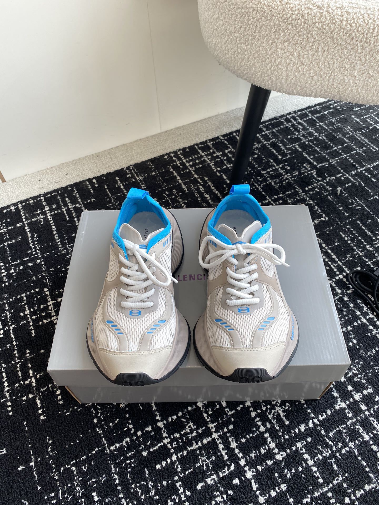 Beige Blue Mesh Retro Sneakers Breathable Cushion Platform Sports Running Shoes Unisex Casual Walking Trainers