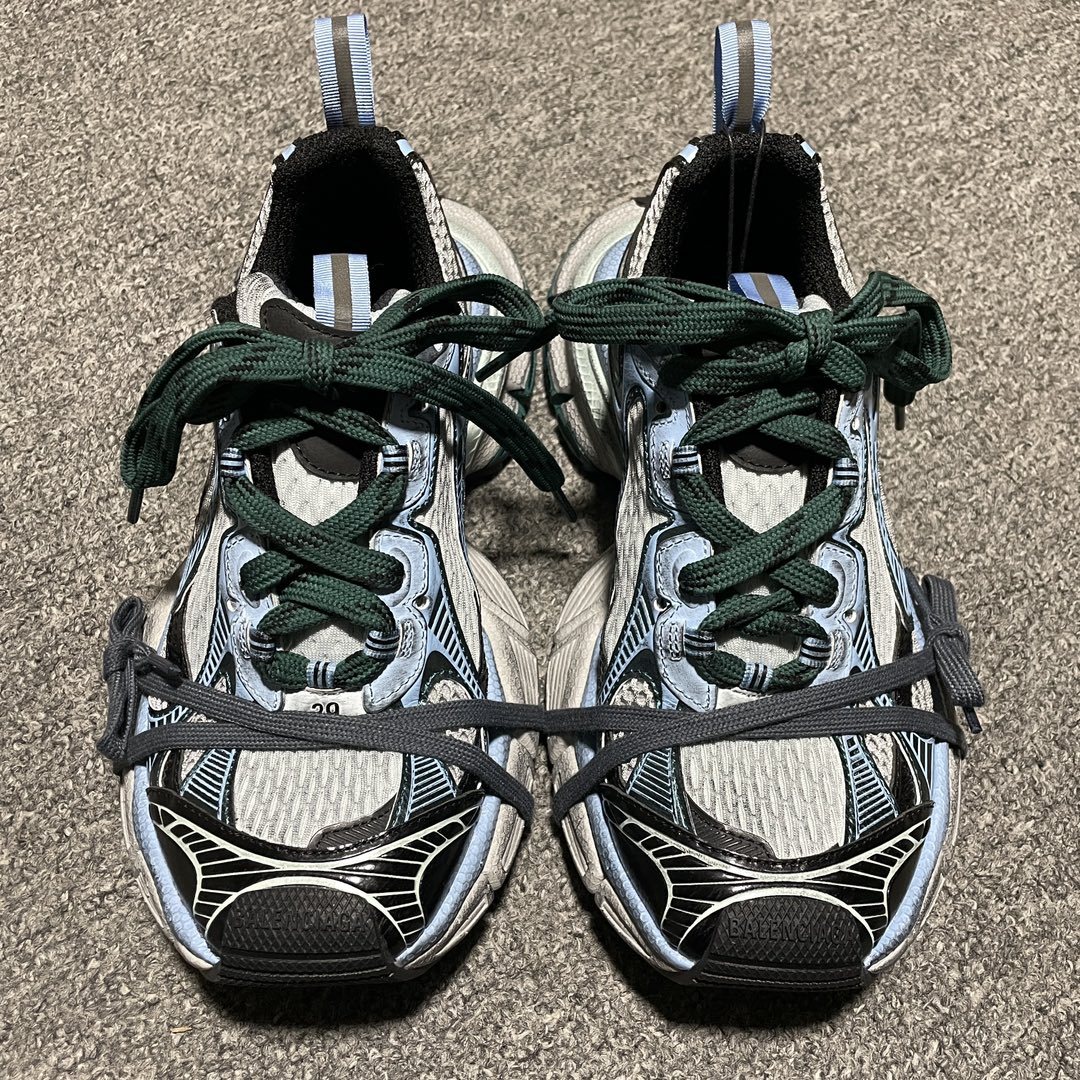 Blue Green Colorblock Breathable Mesh Retro Chunky Sneakers Double Shoelace Design Thick Cushioning Sole Anti Slip Wear Resistant Outdoor Running Walking Casual Sports Shoes