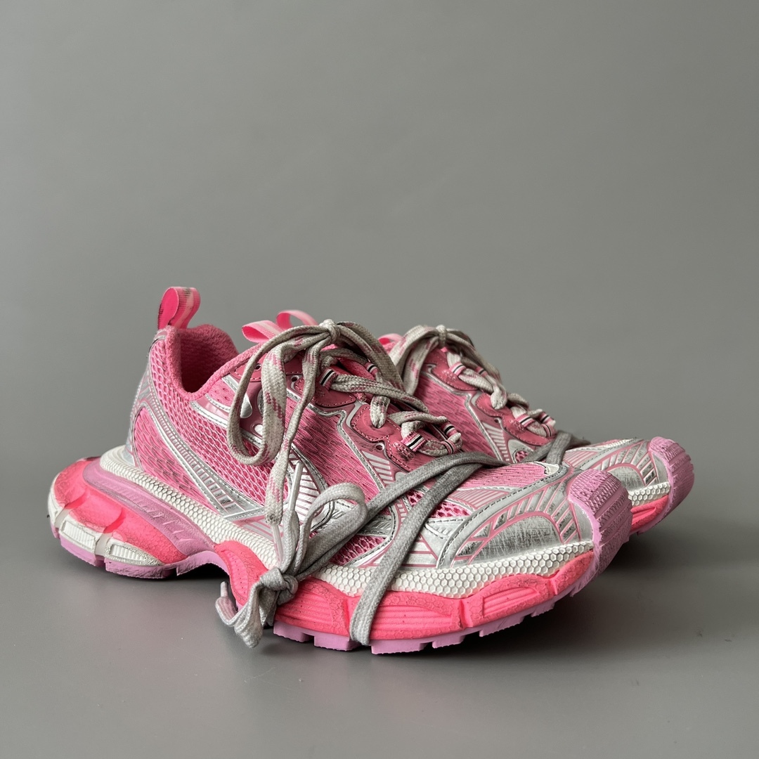 Pink Silver Retro Mesh Chunky Dad Shoes Double Shoelace Breathable Platform Sneakers Thick Shock Absorbing Sole Anti Slip Wear Resistant Fashion Casual Sports Walking Trainers For Women