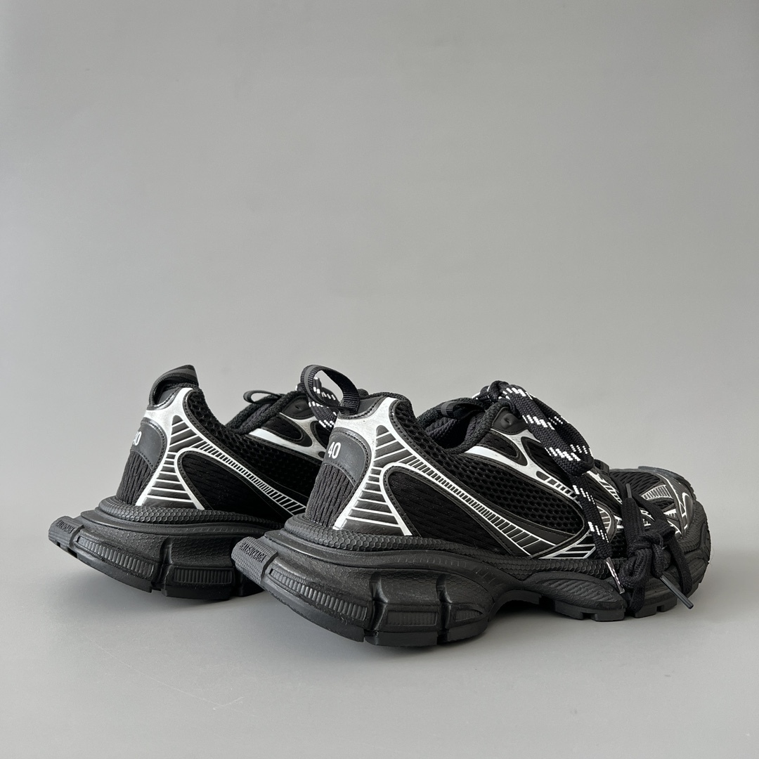All Black Reflective Mesh Chunky Dad Shoes Double Shoelace Design Breathable Thick Cushion Platform Sneakers Anti Slip Wear Resistant Outdoor Walking Fashion Casual Sports Trainers