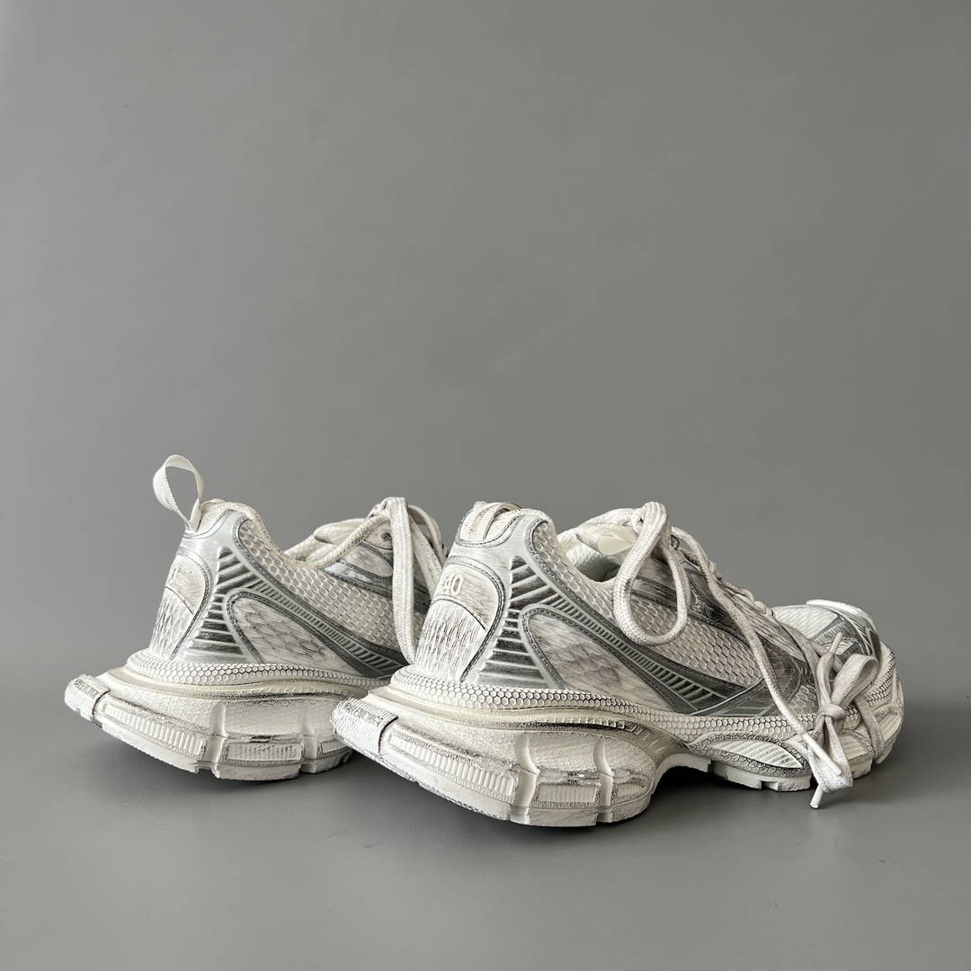 White Silver Vintage Washed Chunky Sneakers Breathable Mesh Double Shoelace Thick Cushion Platform Dad Shoes Anti Slip Wear Resistant Fashion Casual Walking Sports Trainers