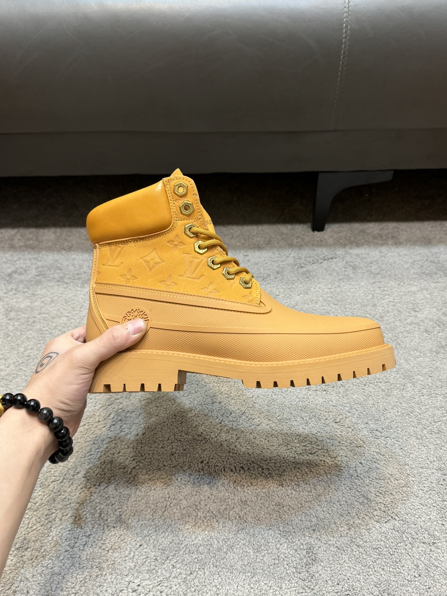 Men Classic Yellow High Top Work Boots Thick Sole Non-slip Waterproof Leather Ankle Boots Outdoor Casual Wear-resistant Fashion Martin Boots