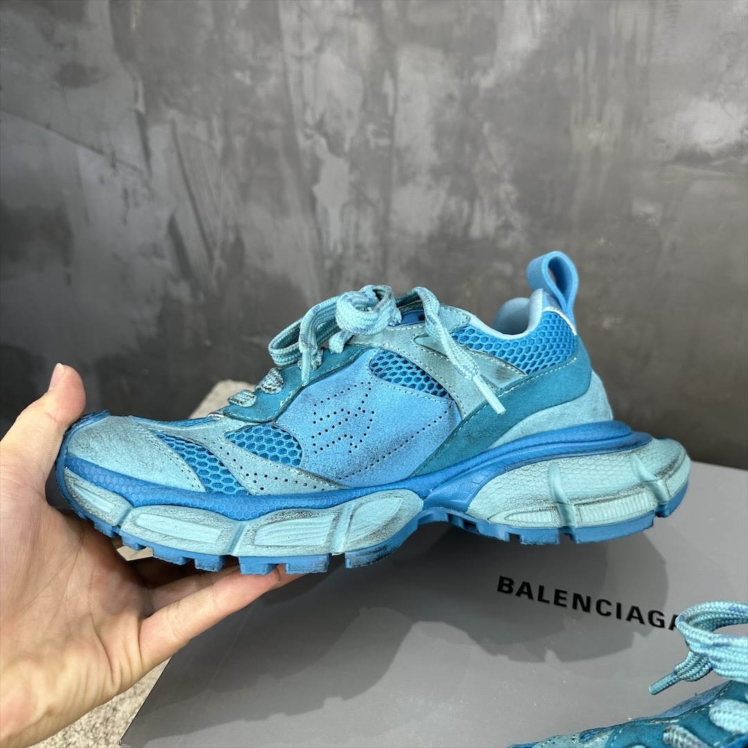 Gradient Cyan Mesh Chunky Dad Sneakers Breathable Mesh Spliced Suede Lace Up Thick Cushion Sole Anti Slip Wear Resistant Outdoor Walking Sports Casual Shoes