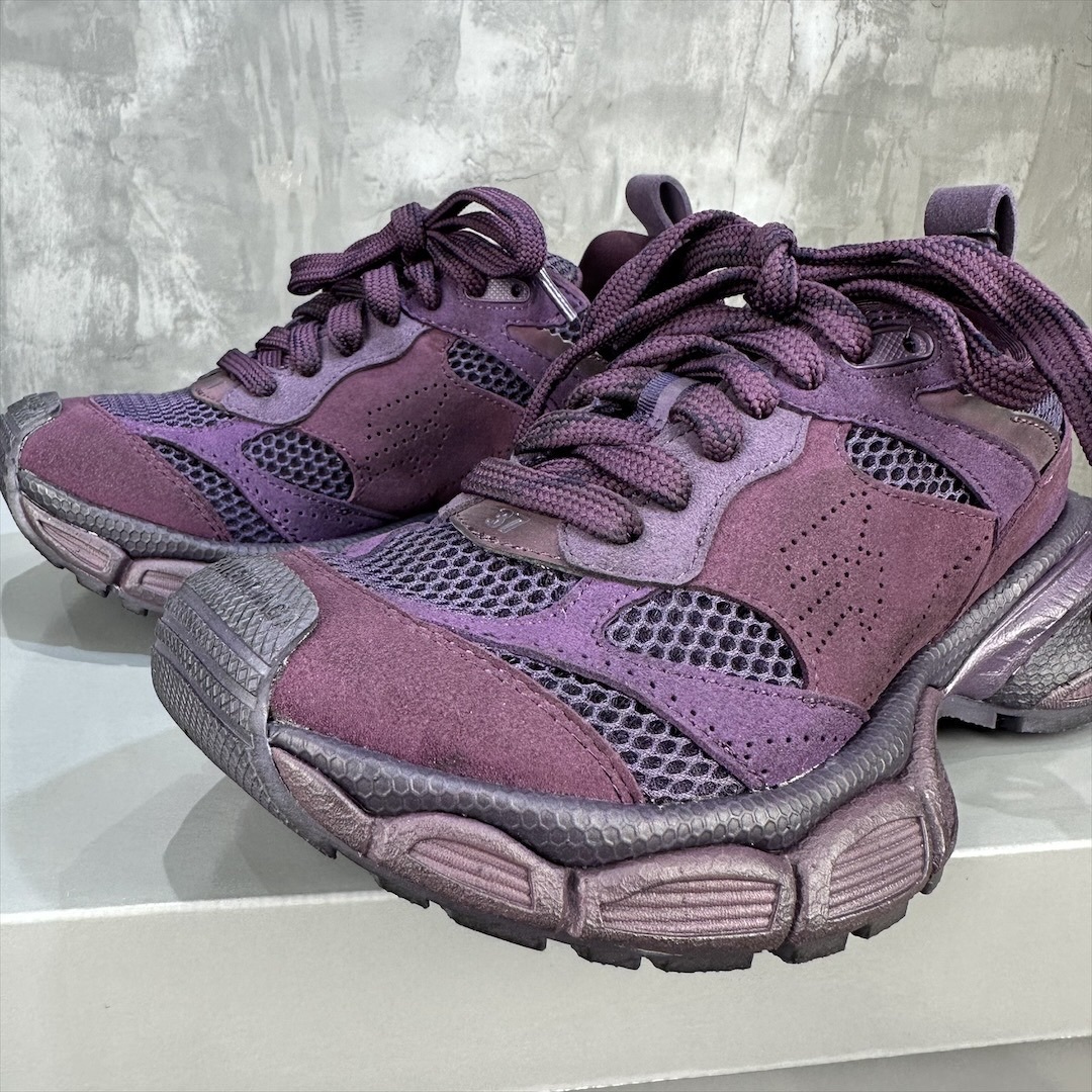 Purple Mesh Chunky Dad Shoes Breathable Mesh Upper Lace Up Thick Cushion Sole Non Slip Wear Resistant Outdoor Sports Running Casual Sneakers