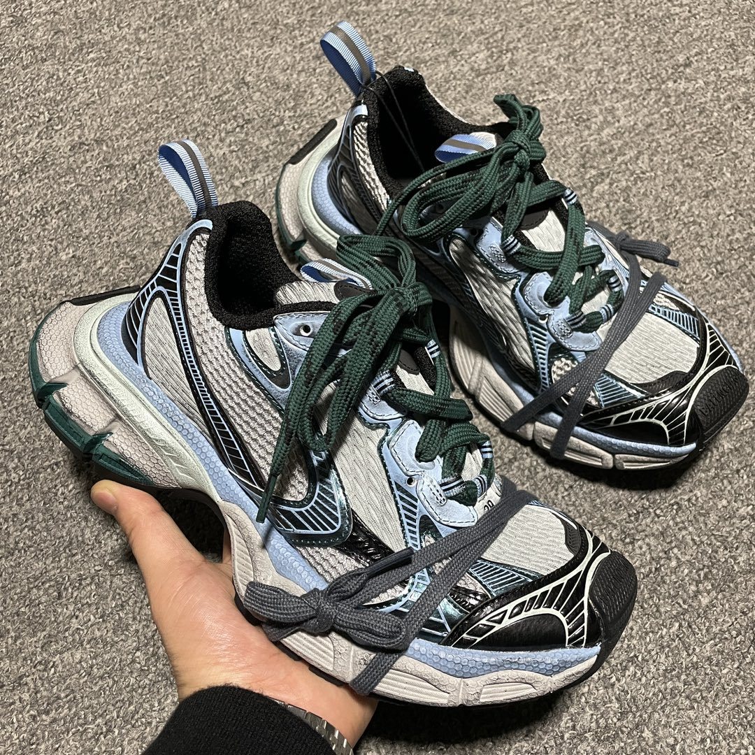 Blue Green Colorblock Breathable Mesh Retro Chunky Sneakers Double Shoelace Design Thick Cushioning Sole Anti Slip Wear Resistant Outdoor Running Walking Casual Sports Shoes