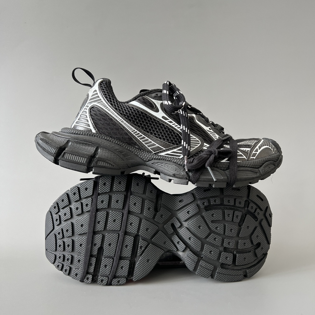 All Black Reflective Mesh Chunky Dad Shoes Double Shoelace Design Breathable Thick Cushion Platform Sneakers Anti Slip Wear Resistant Outdoor Walking Fashion Casual Sports Trainers