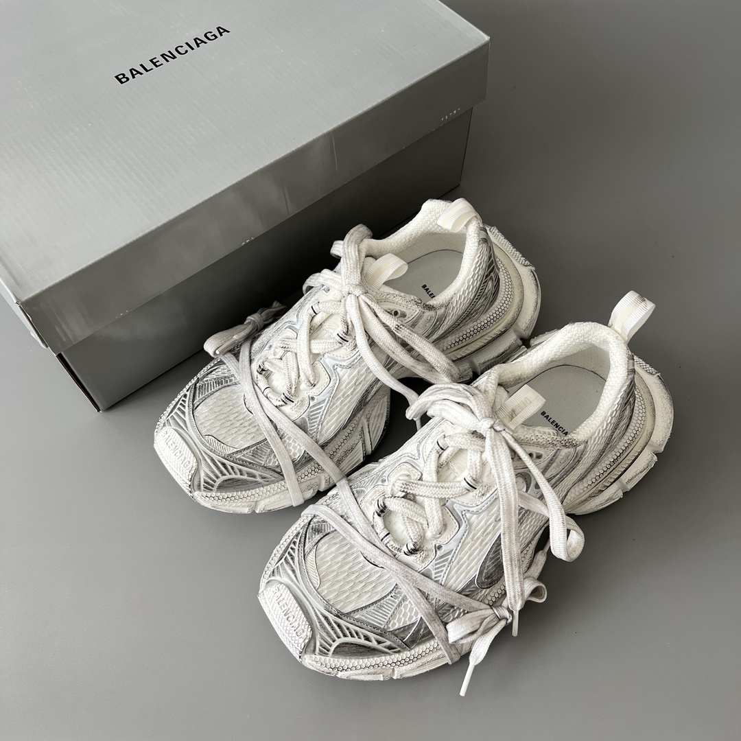 White Silver Vintage Washed Chunky Sneakers Breathable Mesh Double Shoelace Thick Cushion Platform Dad Shoes Anti Slip Wear Resistant Fashion Casual Walking Sports Trainers