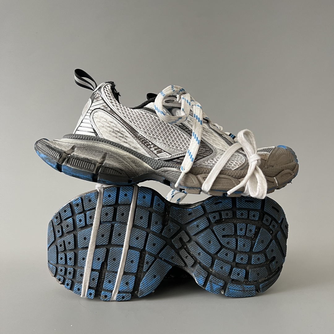 Vintage Distressed Chunky Dad Sneakers Mesh Breathable Non-Slip Platform Walking Shoes Blue Accent Retro Casual Sport Shoes Unisex EU36-EU44