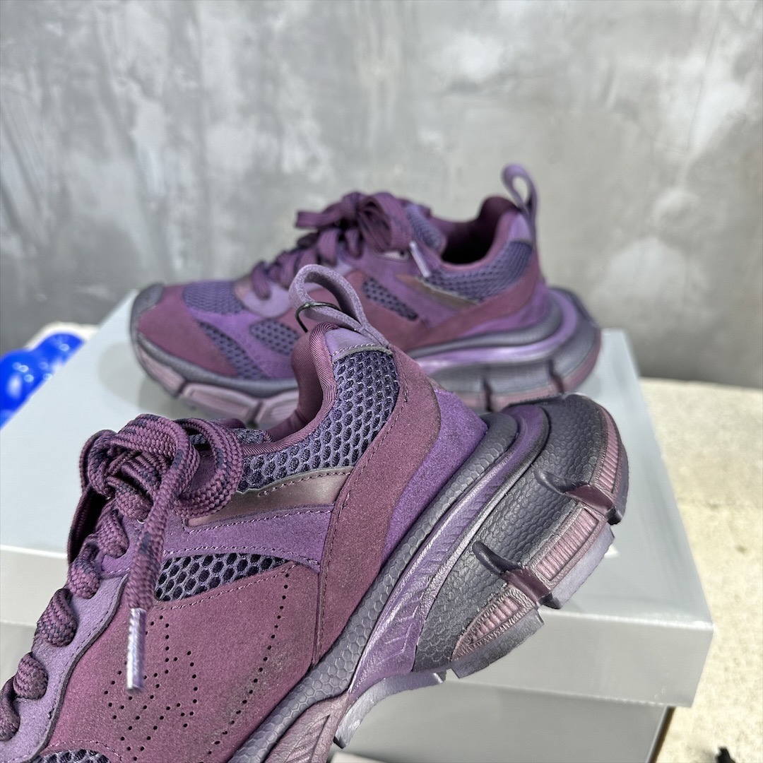 Purple Mesh Chunky Dad Shoes Breathable Mesh Upper Lace Up Thick Cushion Sole Non Slip Wear Resistant Outdoor Sports Running Casual Sneakers
