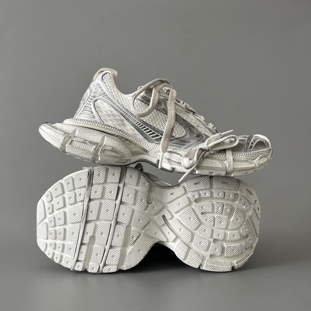White Silver Vintage Washed Chunky Sneakers Breathable Mesh Double Shoelace Thick Cushion Platform Dad Shoes Anti Slip Wear Resistant Fashion Casual Walking Sports Trainers
