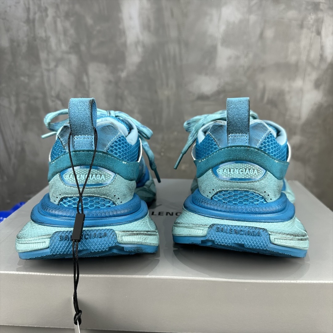 Gradient Cyan Mesh Chunky Dad Sneakers Breathable Mesh Spliced Suede Lace Up Thick Cushion Sole Anti Slip Wear Resistant Outdoor Walking Sports Casual Shoes