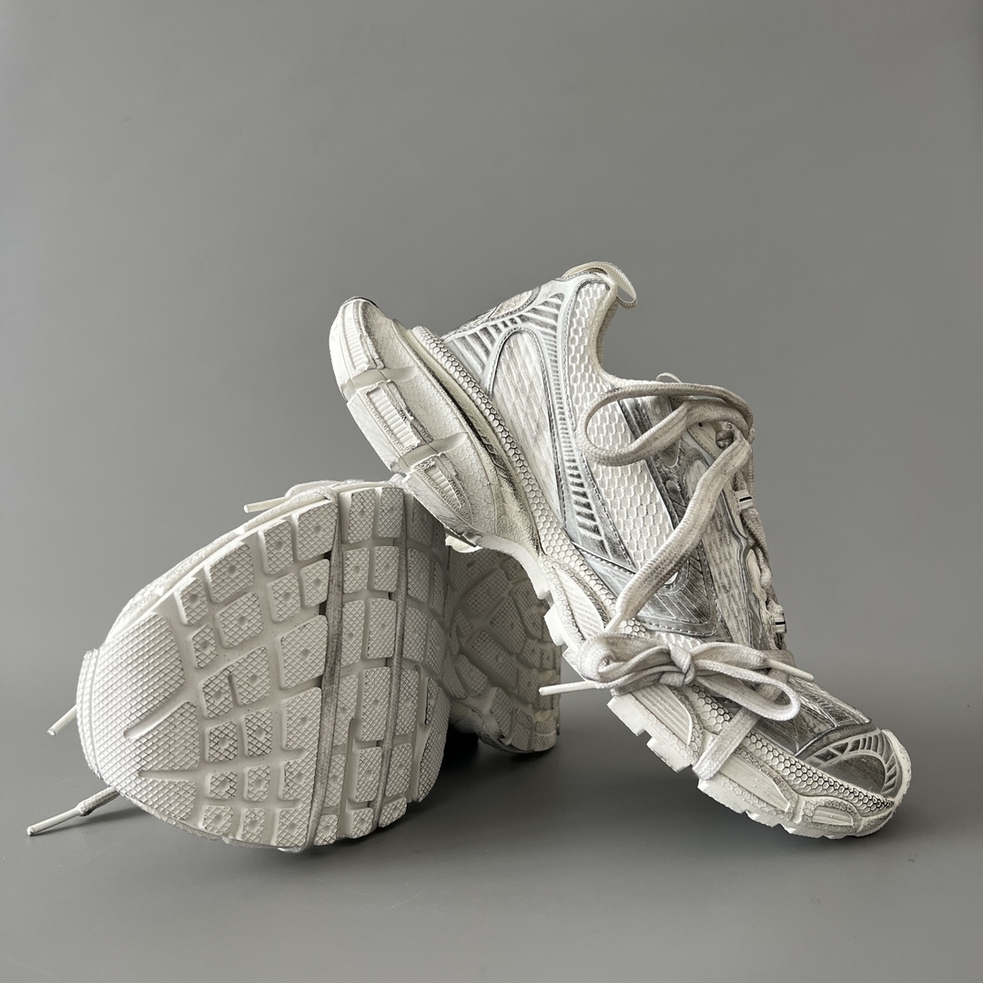 White Silver Vintage Washed Chunky Sneakers Breathable Mesh Double Shoelace Thick Cushion Platform Dad Shoes Anti Slip Wear Resistant Fashion Casual Walking Sports Trainers
