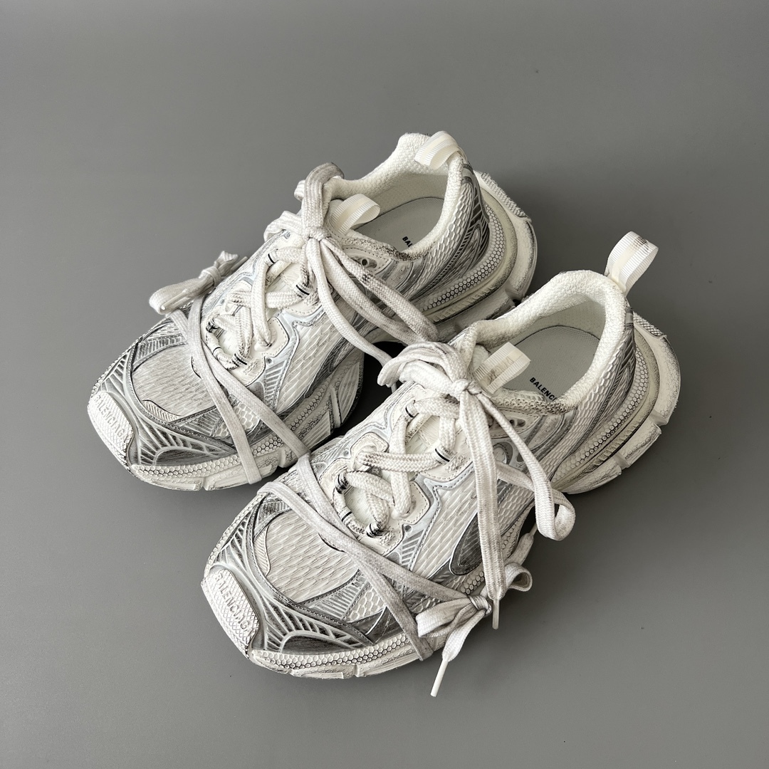 White Silver Vintage Washed Chunky Sneakers Breathable Mesh Double Shoelace Thick Cushion Platform Dad Shoes Anti Slip Wear Resistant Fashion Casual Walking Sports Trainers