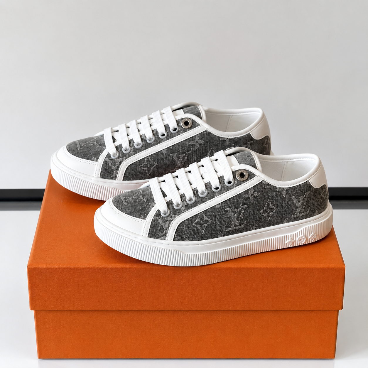 LV Low Top Sneakers Grey Monogram Denim SW-EV143
