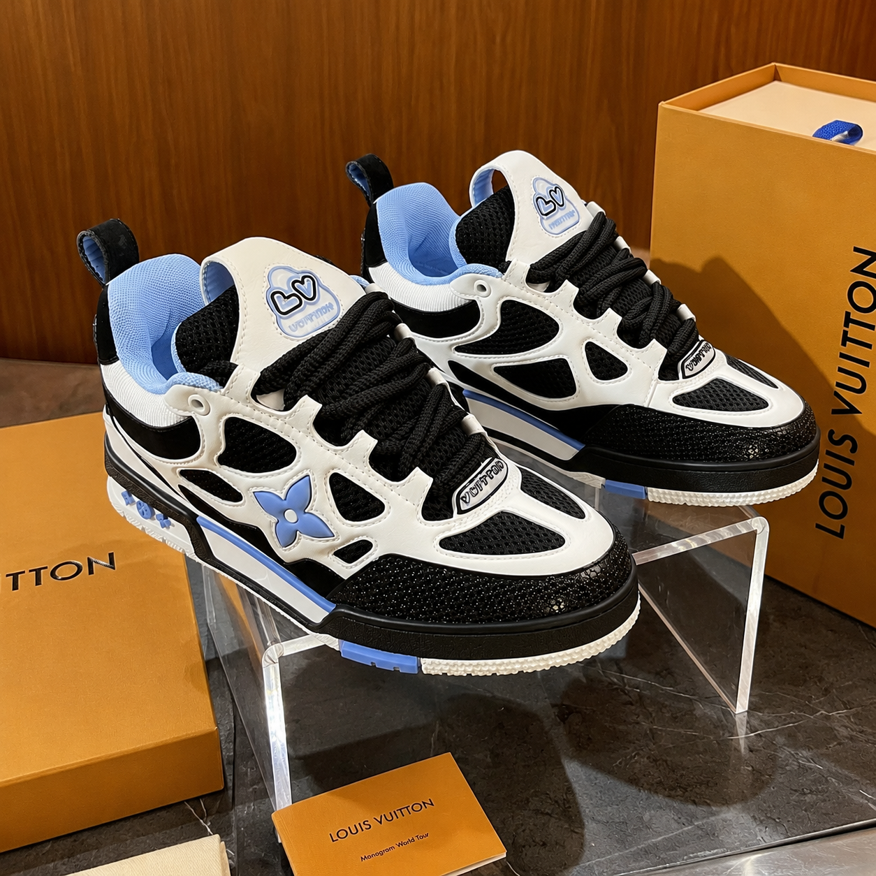 LV Trainer Low Sneakers Black White Blue Green Two-Tone SW-EV158