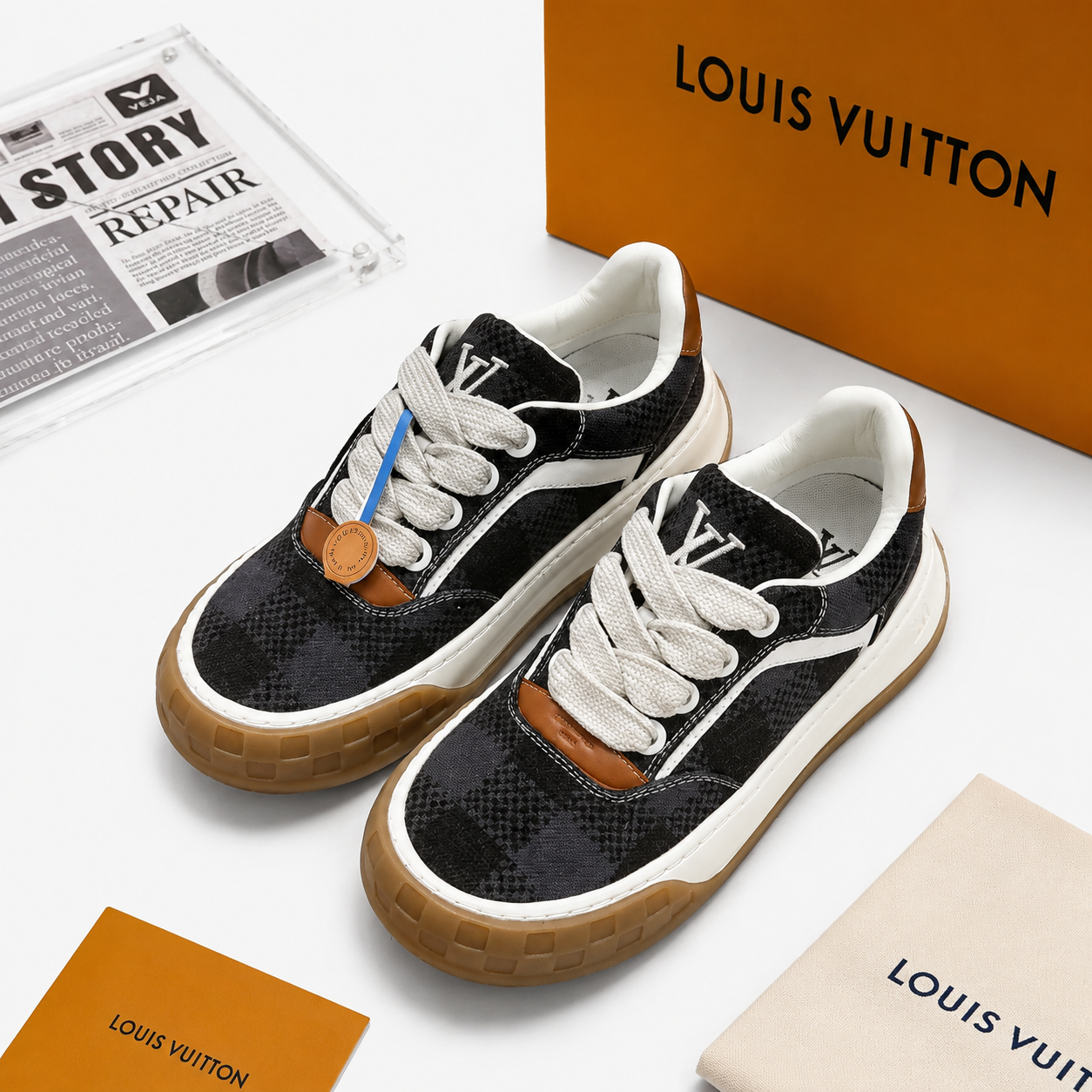 LV Monogram Thick Sole Sneakers Black SW-EV169