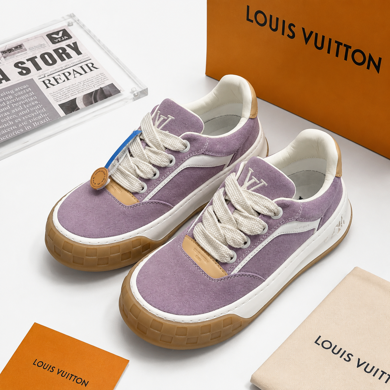 LV  Suede Thick Sole Sneakers Purple SW-EV171