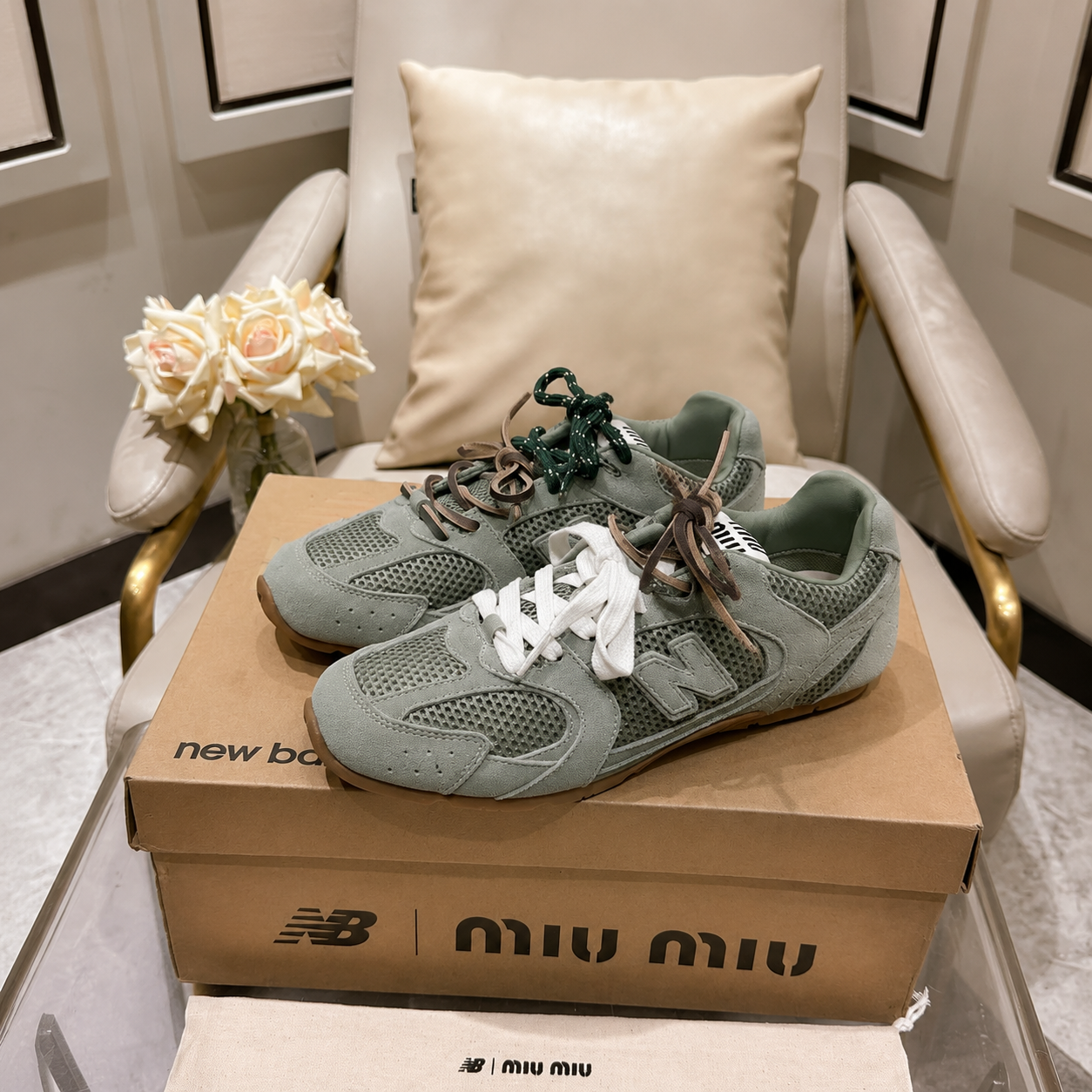 Miu Miu × New Balance Low Top Sneakers Mint Green SW-EV186