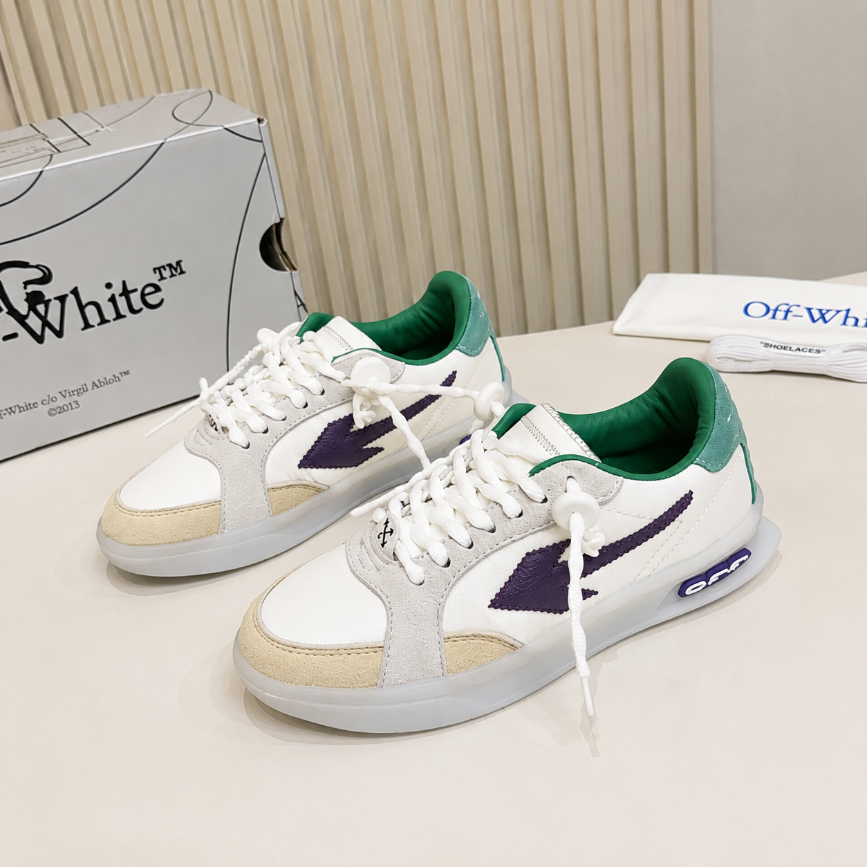 Off-White Arrow Low Top Sneakers White Green Purple SW-EV189