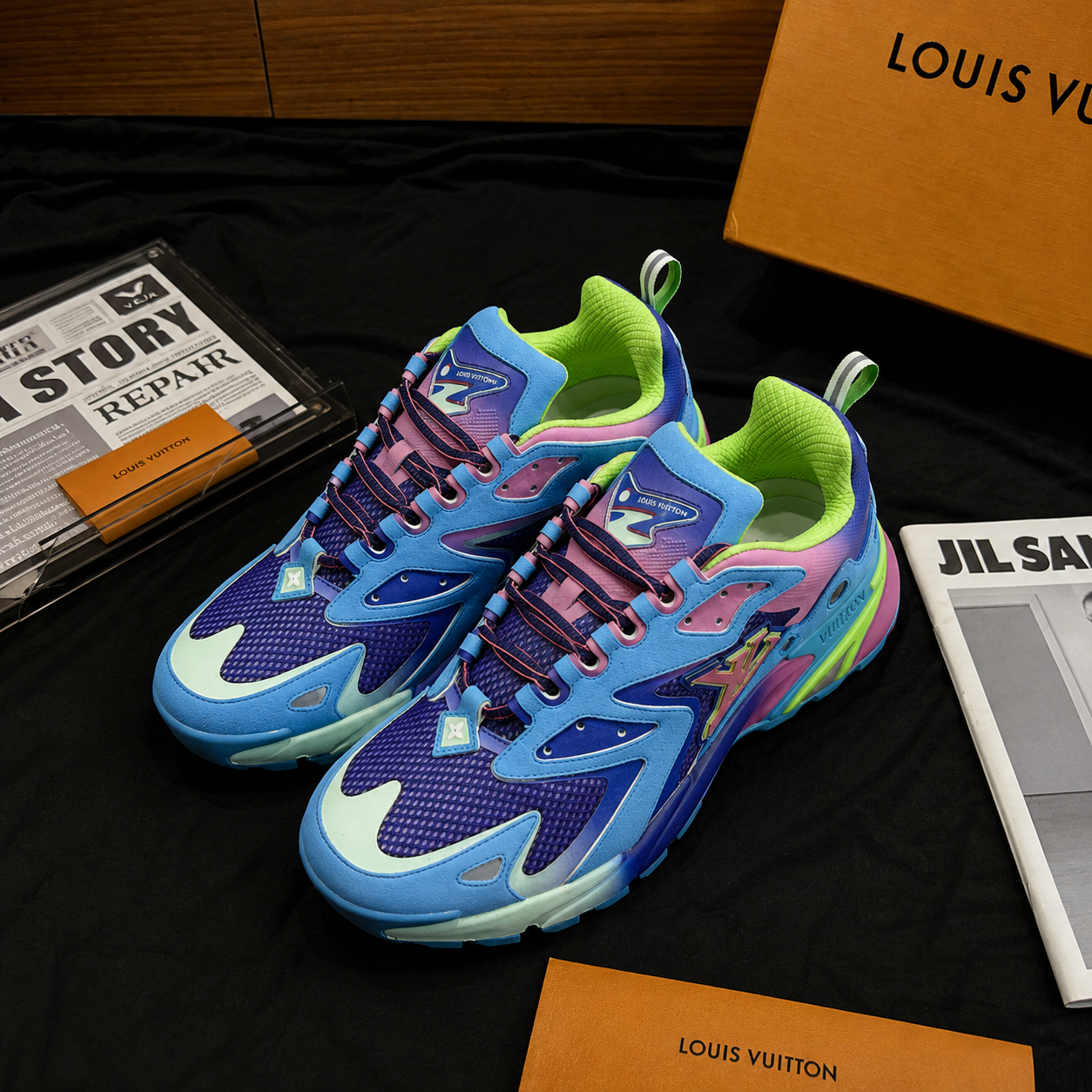 Louis Vuitton Trainer Blue Pink Green SW-EV277