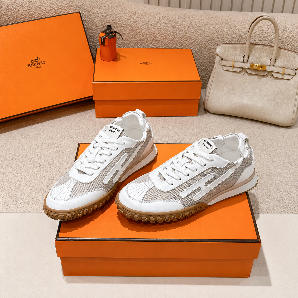 Hermès Casual Sneakers White Mesh SW-EV224