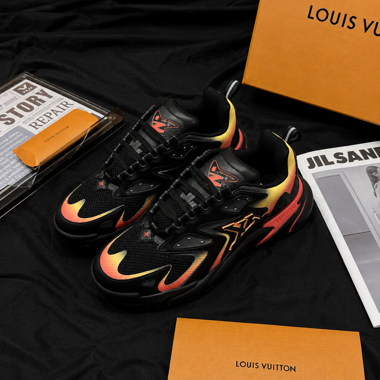 Louis Vuitton Trainer Black Orange Red Gradient SW-EV276